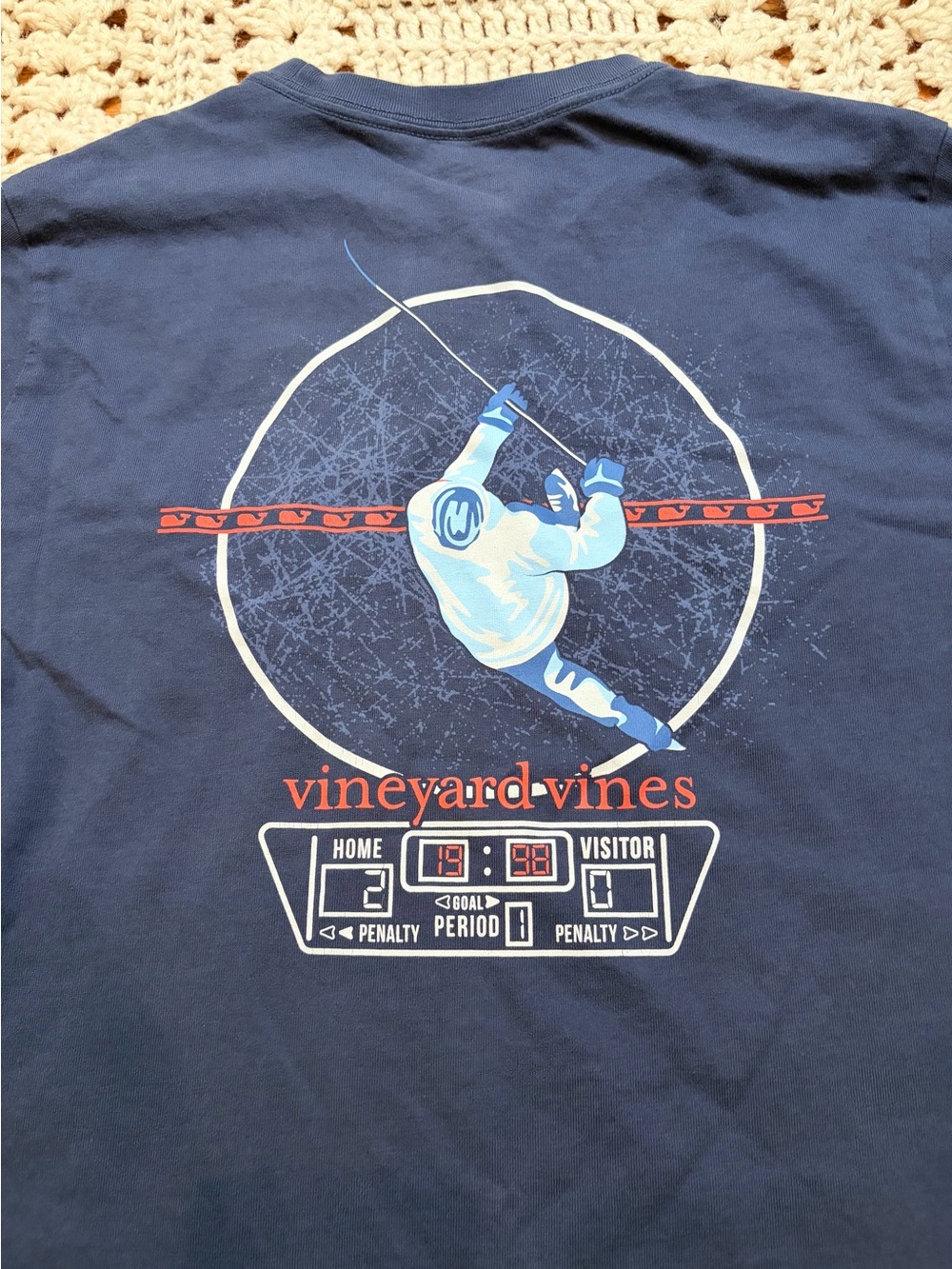 Vineyard Vines Boys Hockey Themed Navy Long-Sleeve Tee Size Large